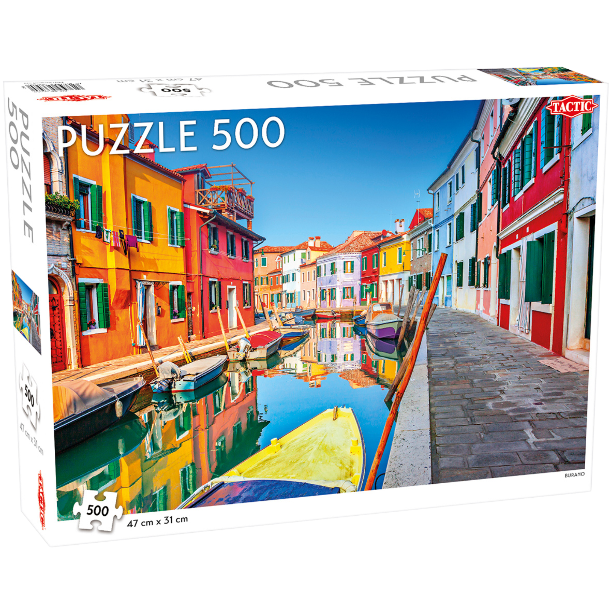 Burano Italia 500 brikker Tactic puslespill eske med fargerike italienske hus motiv